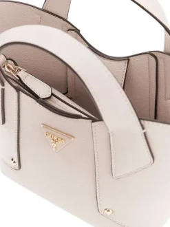 Mini sac à main écru pourvu d'une petite pochette amovible intégrée