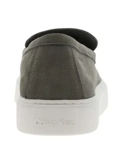 Mocassins Casual Hybride en cuir texturé kaki avec semelle à talon plat