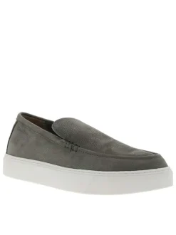 Mocassins Casual Hybride en cuir texturé kaki avec semelle à talon plat