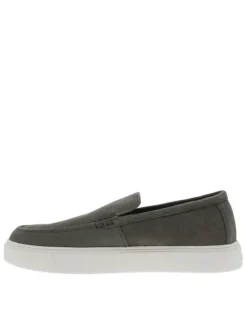 Mocassins Casual Hybride en cuir texturé kaki avec semelle à talon plat