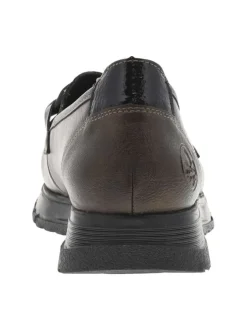 Mocassins en cuir bronze avec semelle à talon plat et maillons décoratifs