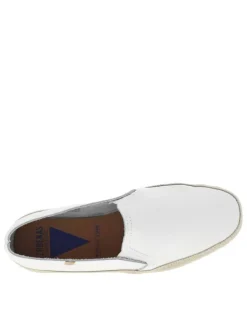 Mocassins en cuir grainé blancs avec des soufflets élastiqués