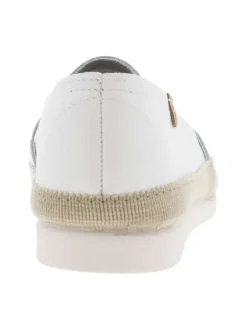 Mocassins en cuir grainé blancs avec des soufflets élastiqués