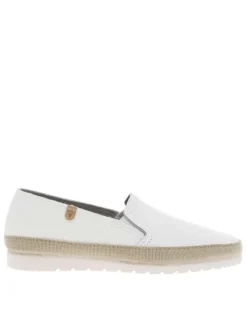 Mocassins en cuir grainé blancs avec des soufflets élastiqués