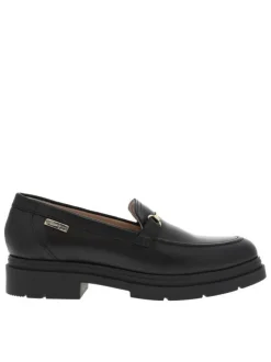 Mocassins en cuir noir à semelle plateau et coupe bateau à enfiler