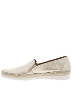 Mocassins en cuir platine aspect métallisé avec soufflets élastiqués