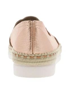 Mocassins en cuir rose avec soufflets élastiqués et aspect métallisé