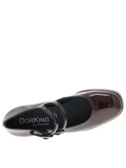 Mocassins en cuir vernis bordeaux avec semelle à talon décroché moyen et brides
