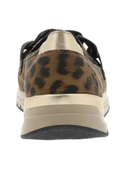 Mocassins léopard avec semelle à talon compensé bas et soufflets élastiqués