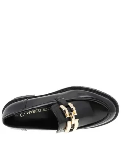 Mocassins noirs en matière lisse et mate avec semelle à talon décroché bas