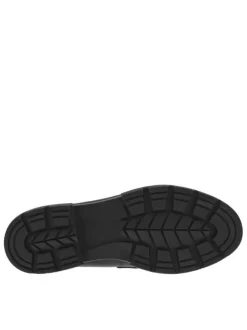 Mocassins noirs à talon décroché bas avec boucle décorative et imprimé léopard
