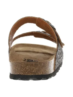 Mules avec motif léopard à talon plat avec boucles à ardillon