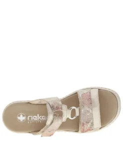 Mules beiges à imprimé écailles multicolores et à talon compensé bas