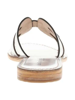 Mules Damia en cuir argentées avec un talon plat et logo métallique