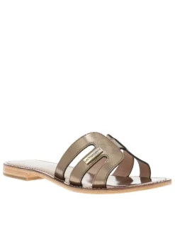 Mules Damia en cuir bronze aspect métallisé avec un talon plat