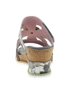 Mules en cuir multicolores à semelle plate et à bandes auto-agrippantes