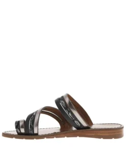 Mules entre doigts Sema noires avec un talon compensé bas et multiples brides