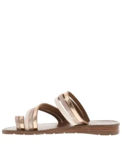 Mules entre doigts Sema roses avec multiples brides et talon compensé bas