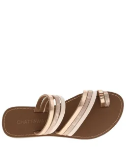 Mules entre doigts Sema roses avec multiples brides et talon compensé bas
