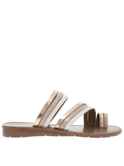 Mules entre doigts Sema roses avec multiples brides et talon compensé bas