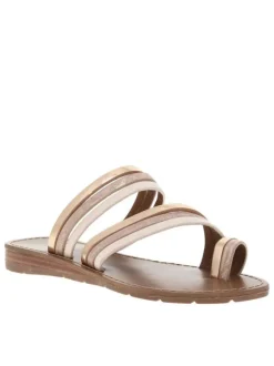 Mules entre doigts Sema roses avec multiples brides et talon compensé bas