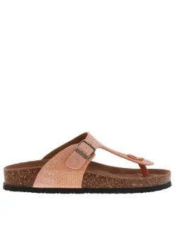 Mules femme en cuir effet croco ZELDA abricot
