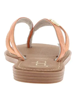 Mules Izel orange avec un logo métallique doré et un entre-doigt
