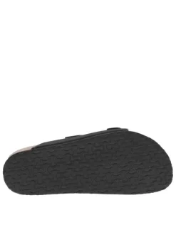 Mules noires avec talon plat et muni d'une fermetures avec boucles à ardillon