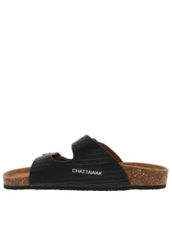 Mules Orphee noires en cuir à motif peau de crocodile all over