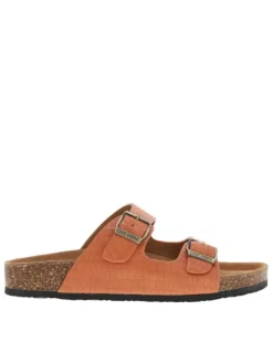 Mules Orphee oranges en cuir à motif peau de crocodile all over
