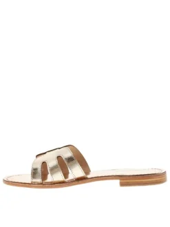 Mules à talon plat Damia dorées en cuir effet métallisé all over