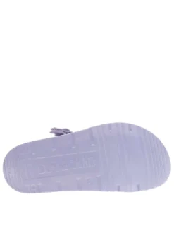 Mules violettes à semelle plate avec une fermeture à boucle à ardillon