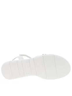 Nu-pieds en simili cuir blanc à semelle arrondie et à bande auto-agrippante