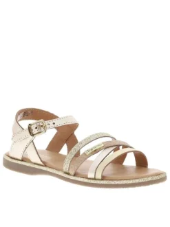 Nu-pieds Inaya E en cuir dorés avec une boucle à ardillon et fines brides