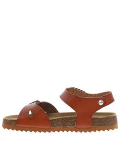 Nu-pieds marron avec un aspect liège et 2 boucles à ardillon
