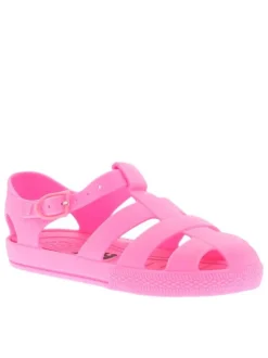 Nu-pieds rose fluo avec semelle intérieure amovible et une boucle à ardillon