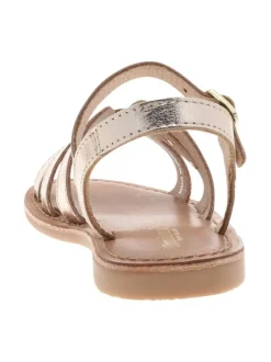 Nu-pieds roses gold en cuir avec un talon plat et une boucle à ardillon