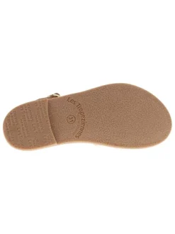 Nu-pieds roses gold en cuir avec un talon plat et une boucle à ardillon