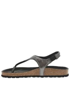 Nu-pieds anthracite aspect métallisé avec une bride élastiquée
