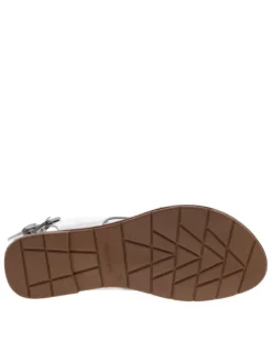 Nu-pieds argent et à glitter, à semelle plate, boucle et première pur cuir