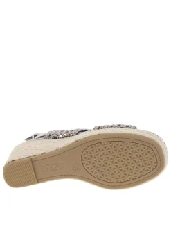 Nu-pieds bronze à talon compensé haut avec une boucle à ardillon