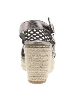 Nu-pieds bronze à talon compensé haut avec une boucle à ardillon