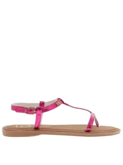 Nu-pieds Bulle fuchsia avec un imprimé reptile aspect métallisé et entre-doigt