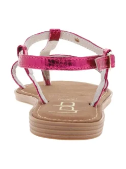 Nu-pieds Bulle fuchsia avec un imprimé reptile aspect métallisé et entre-doigt