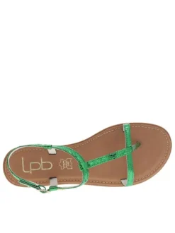 Nu-pieds Bulle verts avec imprimé serpent aspect métallisé et un entre-doigt