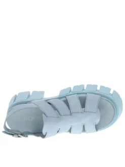 Nu-pieds ciel en cuir avec semelle chunky et boucle à ardillon
