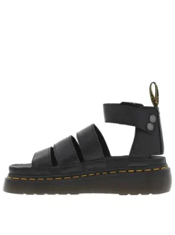 Nu-pieds Clarissa 2 Quad en cuir grainé noirs avec une semelle semi-compensée