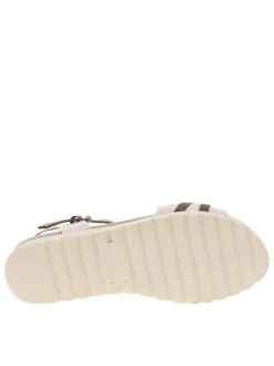 Nu-pieds écrus et marrons à semelle plate et à boucle à ardillon