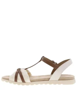 Nu-pieds écrus et marrons à semelle plate et à boucle à ardillon
