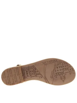 Nu-pieds dorés à talon décroché bas avec une boucle à ardillon